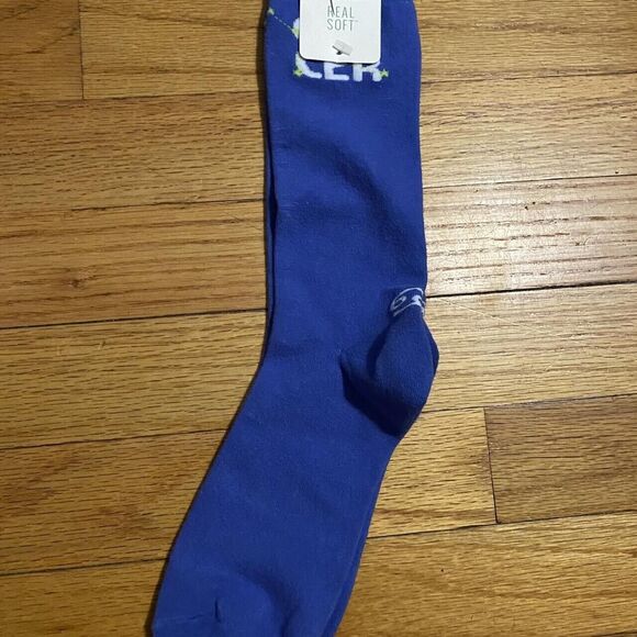 Aerie Women's Cancer Real Soft Crew Socks One Size Blue/White - Picture 1 of 2